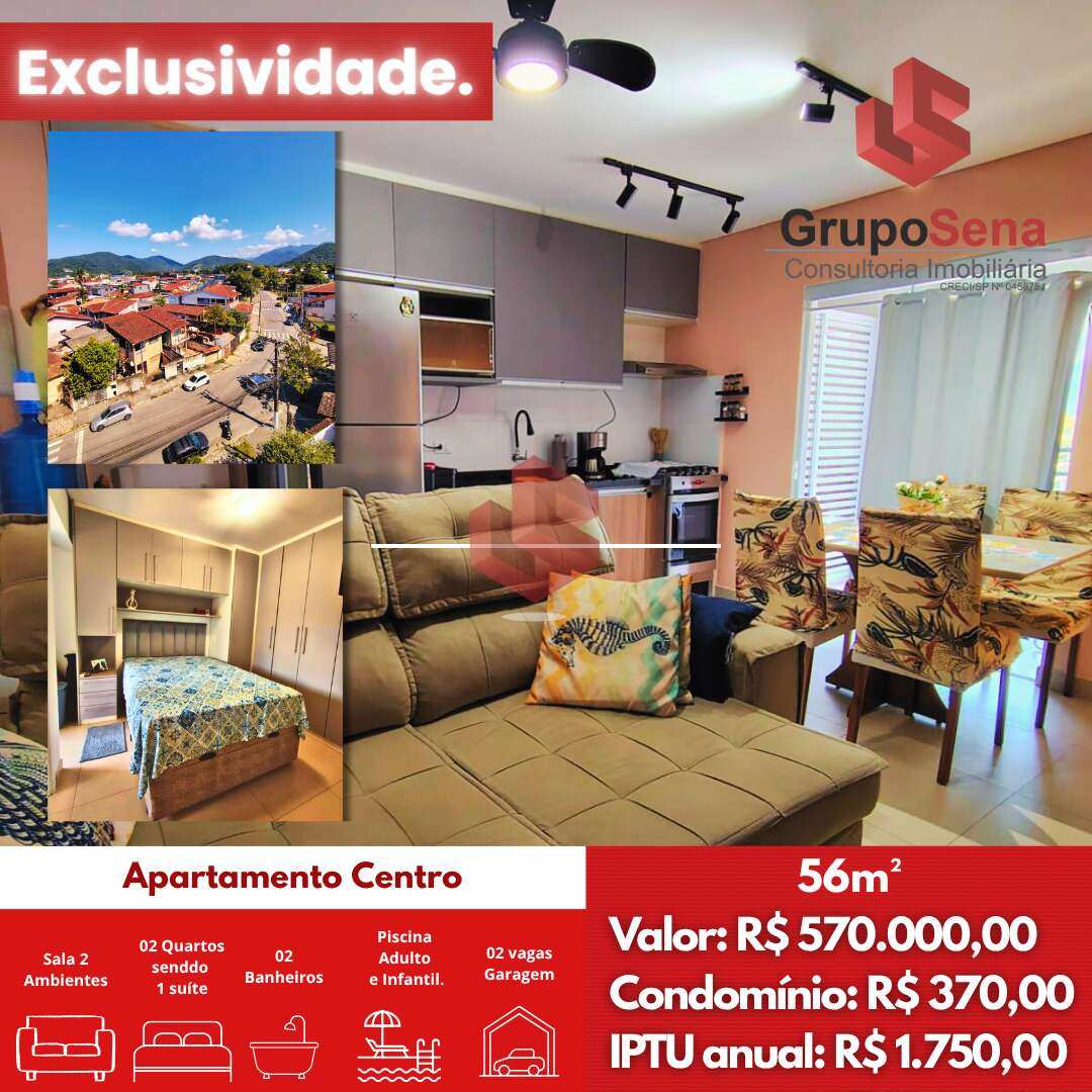 Apartamento à venda, no Jathy Residencial,  em Ubatuba, Centro, com 2 quartos, 56m² - Grupo Sena Consultoria Imobiliária