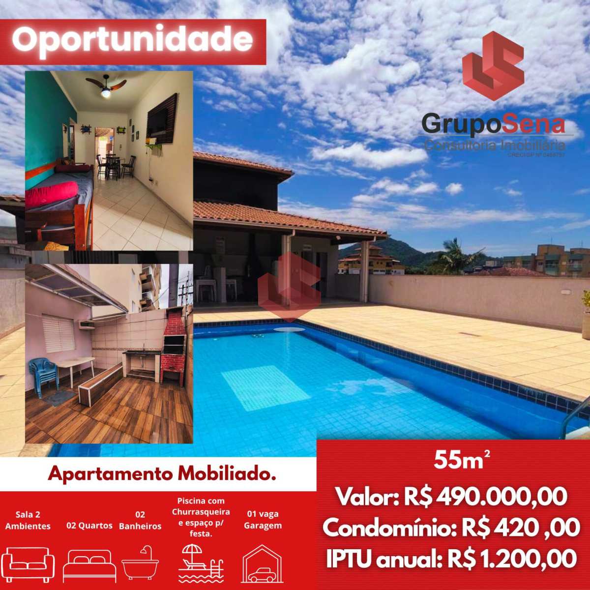Apartamento à venda em Ubatuba, Itaguá, com 2 quartos - Grupo Sena Consultoria Imobiliária