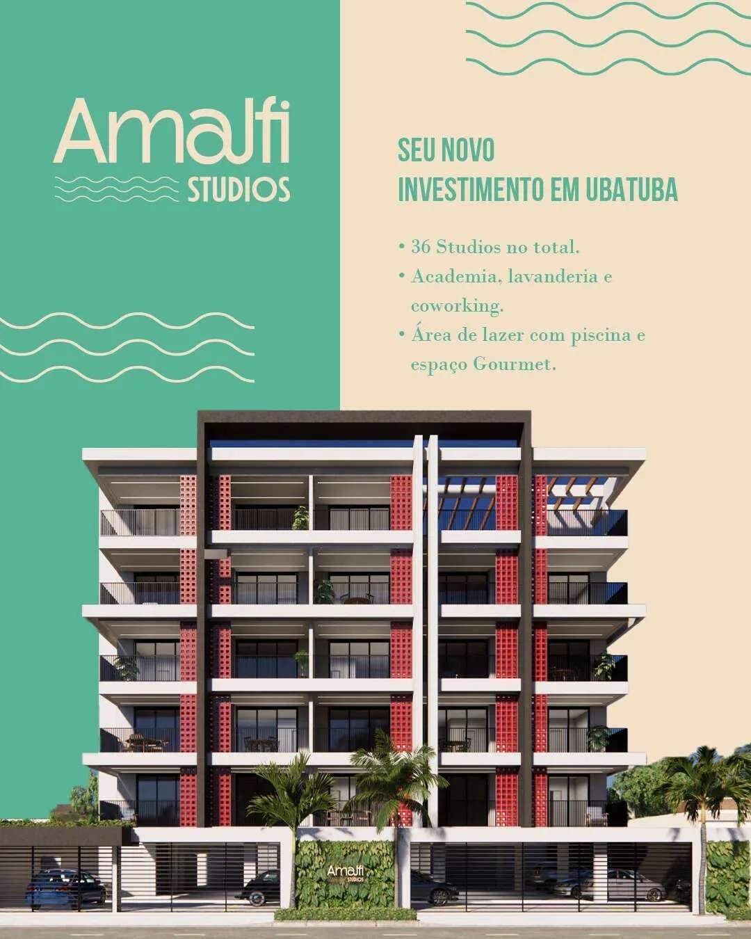 Apartamento à venda, no Amalfi Studios,  em Ubatuba, Pereque-Açu, com 1 quarto, 36,12m² - Grupo Sena Consultoria Imobiliária