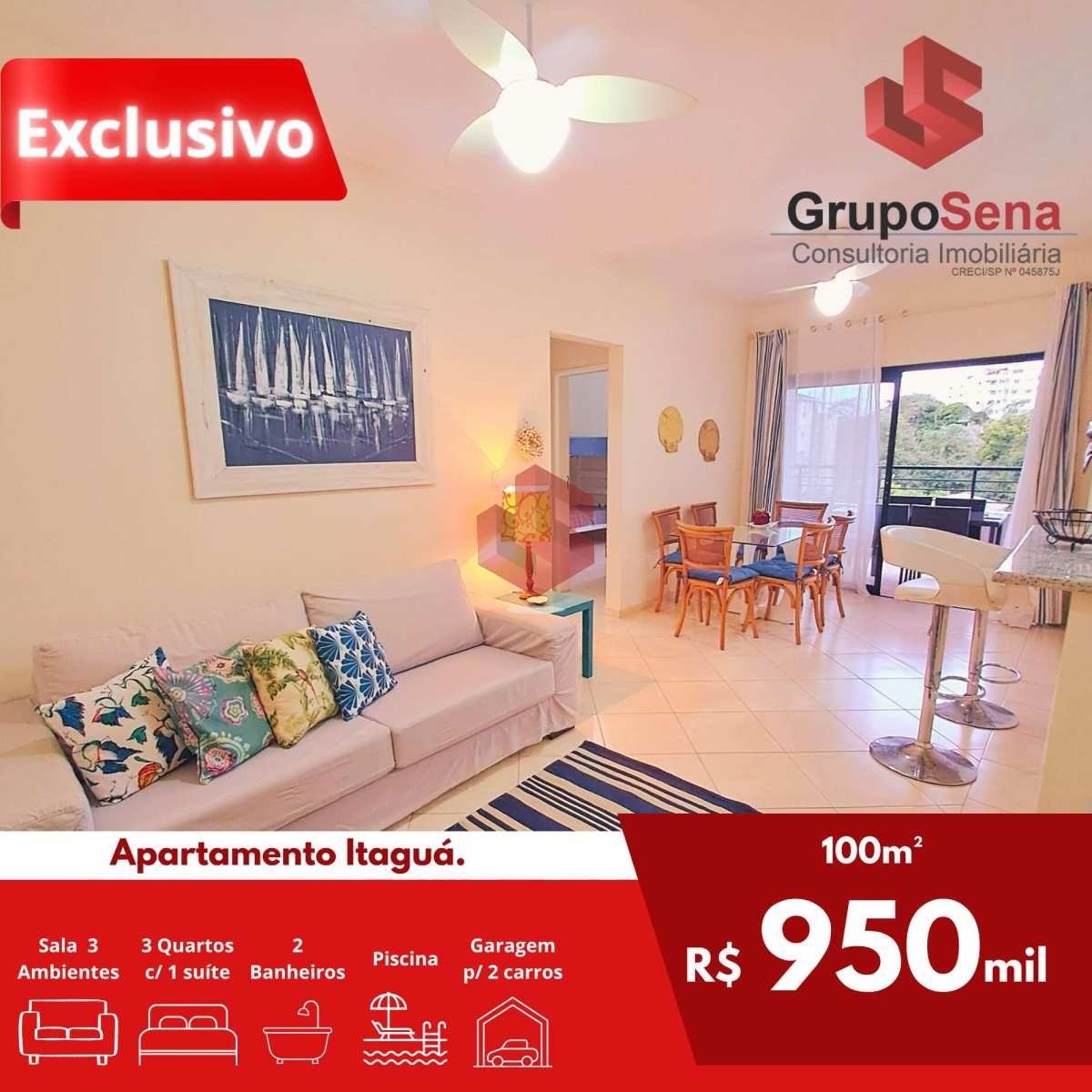 Apto à venda com 3 dormitórios na Praia do Itaguá em Ubatuba - Grupo Sena Consultoria Imobiliária