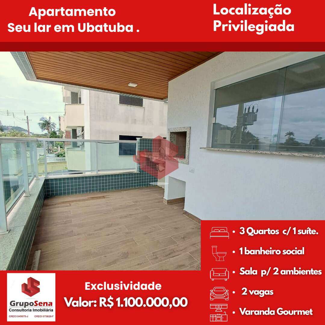 Apto à venda com piscina e varanda gourmet na Praia do Itaguá em Ubatuba - Grupo Sena Consultoria Imobiliária