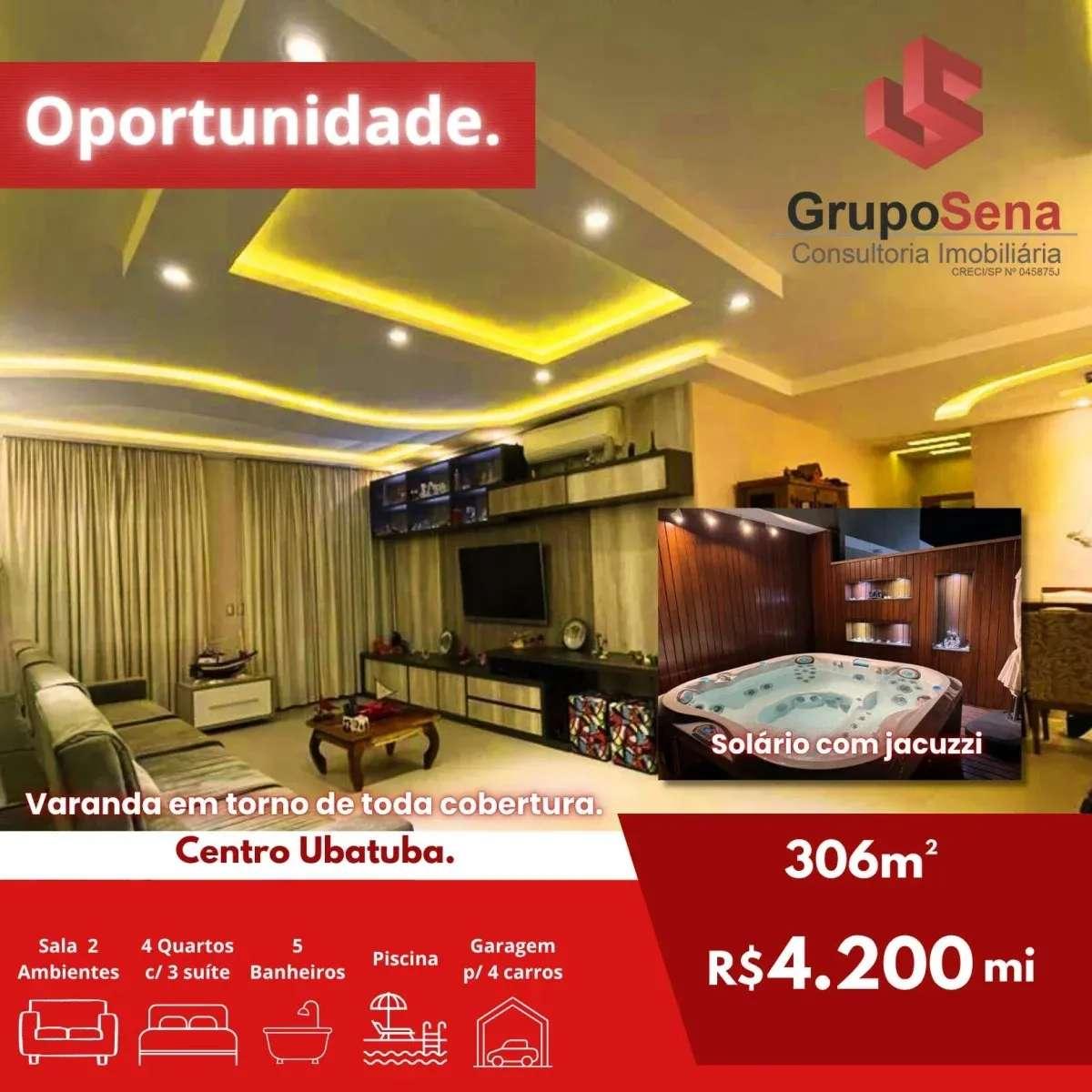 Cobertura à venda, Centro, com 4 quartos, 306m² - Grupo Sena Consultoria Imobiliária